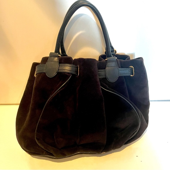 Vintage Black JUICY COUTURE Purse Velour Y2K Shoulder Bag Satchel - Picture 3 of 14